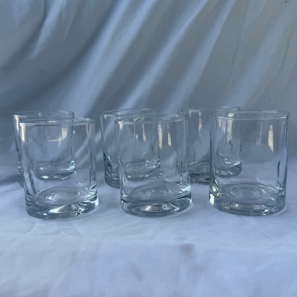 Clear Cylindrical Pinch Glasses or Dimple Glasses Lowball Glass Set of 8